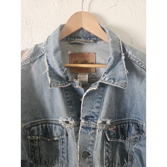 Levi Strauss Signature Jean Denim Tattered Jacket Size L - Picture 3 of 9